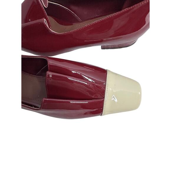 L'AUTRE CHOSE Red and Ivory Patent Leather Women's Loafers Size UE 37 Pleaded - Picture 4 of 13